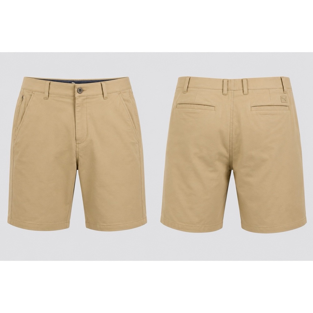 Puma Golf Shorts Mens 35 CAMEL Performance Stretch Flat Front 9.5" Inseam